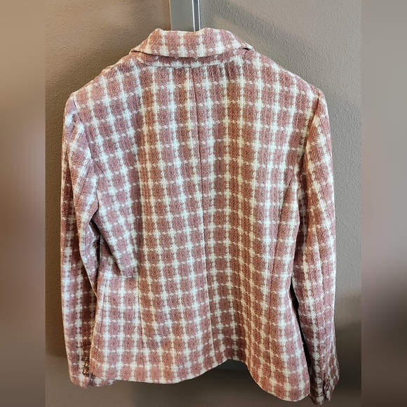 LULUS Women's Pink Plaid Double-Breasted Jacket - Picture 8 of 16
